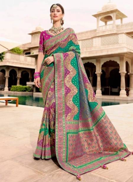Green And Purple Colour Rutba Vol 2 Krishna Gokul New Latest Designer Festive Wear Silk Saree Collection 13415